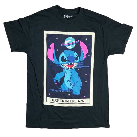 Disney T Shirt Adult M Black Lilo Stitch Alien Experiment 626 Parks Space World - Picture 1 of 7